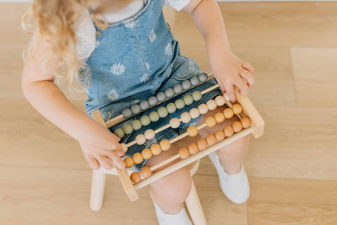 Brooklyn Neutral Boho Abacus - STEM Toy- Boho Nursery Decor and Playroom Decor- Math Toddler Toy with Beads- Montessori