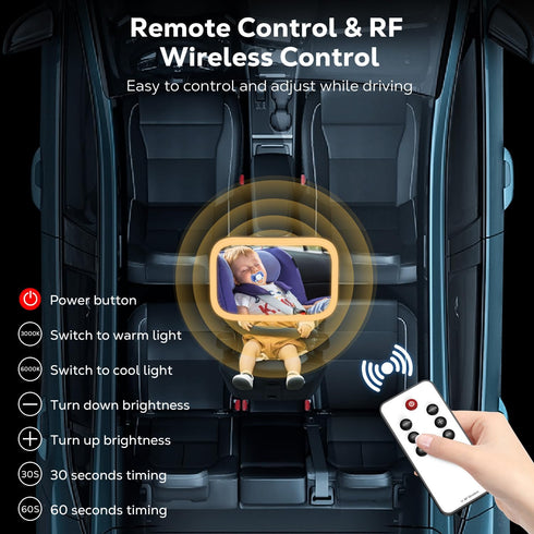 360Rotation MoKo Baby Car Mirror with Light, Shatterproof Car Seat Mirror for Baby Rear Facing with Remote