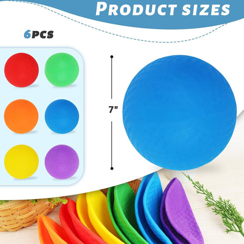 AMOR PRESENT 6PCS Playground Balls with Air Pump, 7inch Inflatable Dodge Ball, Colorful Handball for Kids Games