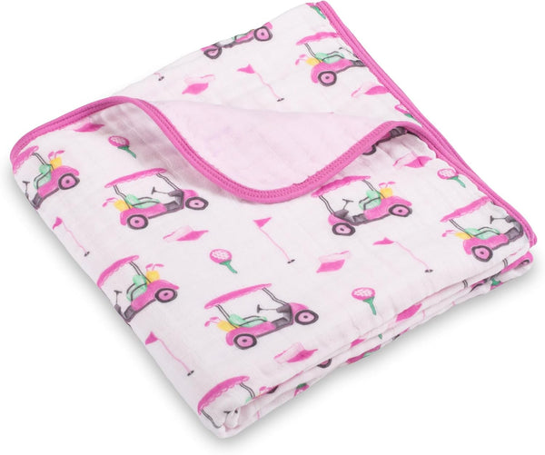 LollyBanks Muslin Baby Blanket, 100% Cotton Baby Quilt for Girls, Large 47