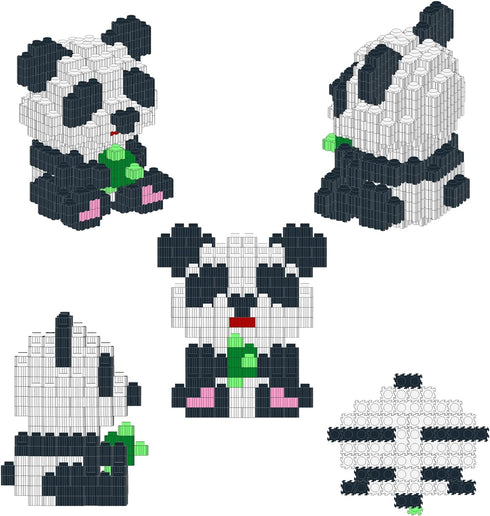 Larcele Micro Building Blocks Animal Set, DIY Mini 3D Toy Bricks, 330 Dots KLJM-10 (Panda Eat Bamboo)