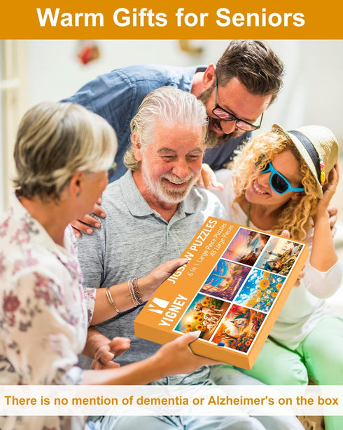 6 Pack 48 Yigney Large Piece Jigsaw Puzzles for Seniors Alzheimer Products for Elderly Dementia Activities Memory Game