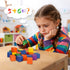 108 Pack 1 Inch 6 3+ Offelec Wooden Blocks, Colors STEM Math Sorting Toys, Wood Building & Stacking Blocks