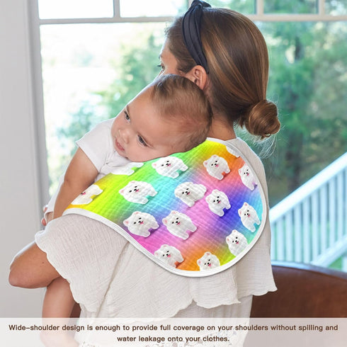 GOODOLD Set 1 Pack White Dogs Muslin Baby Burp Cloths - Super Absorbent and Soft Burping Rags - Cotton Burp Clothes