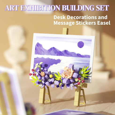 WULOBOOI Set, Mini Flowers Picture Frame Building Desk Decor Block Easel for Message Stickers and Painting Photo Frame