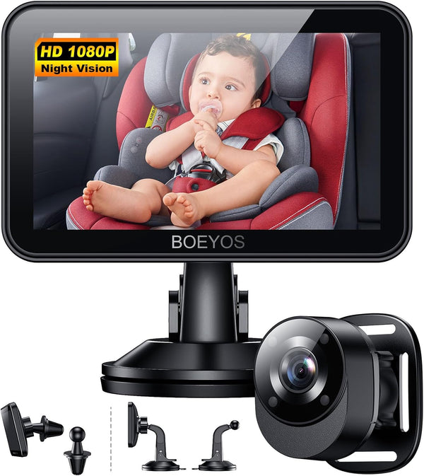 BOEYOS Baby Car Mirror - Baby Car Camera 4.3 inch HD 1080P -
