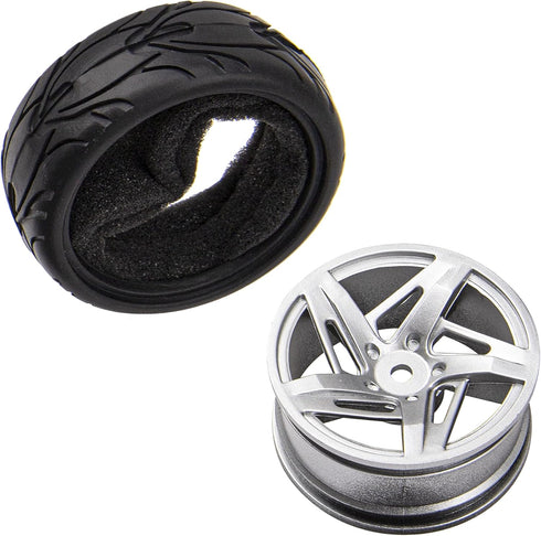 5-Spoke 12mm Hex Hub Wheel Rims & Rubber Tires Compatible with HSP Tamiya HPI Kyosho 1/10 On-Road Touring Car