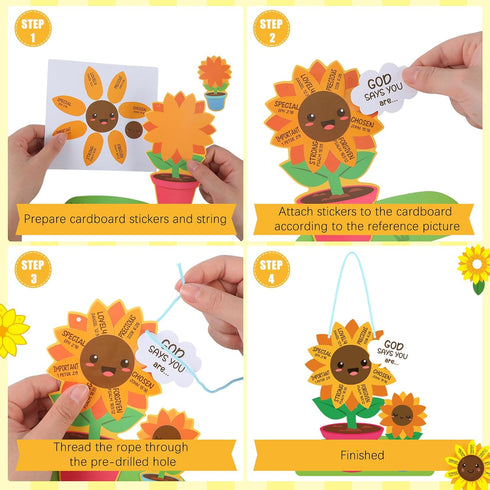 24 Set CroBlissful Sunflower Craft Kit God Says You are Sunflower DIY Crafts Christian Bible Craft Kit for Easter