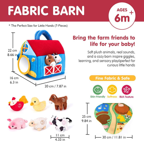 6-12 6 1 hahaland Baby Toys Months - Surprise Barn with Stuffed Farm Animals with Real Sounds - Montessori Toys
