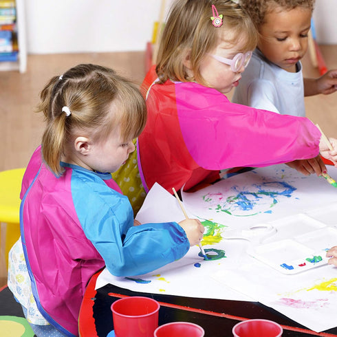 Zkptops 6 Pack Kids Art Smocks, Waterproof Kid Painting Aprons, Toddler Art Smock with Long Sleeve, Age 3-7 Years