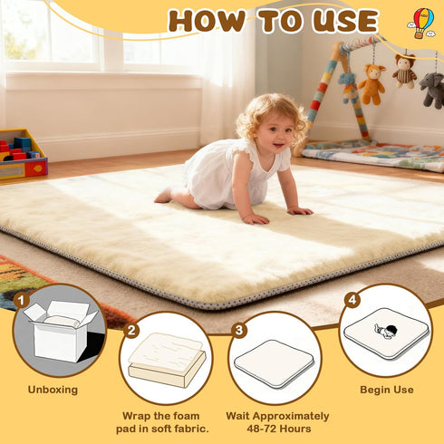Yozoia 50 50, Tummy Thick Baby Play Mat for Floor x Ultra Soft Playpen Mat, Machine Washable Time Foam, Non-Slip Bottom