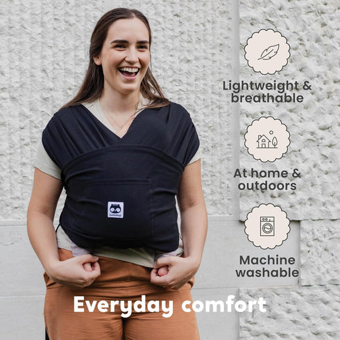 (0-36m, 8-35 lbs) CuddleCarry Pre-Wrapped Baby Ring Sling by CuddleBug - Adjustable, Lightweight Baby Carrier Wrap