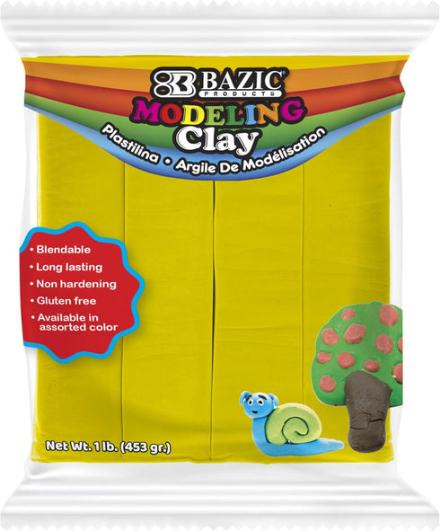 BAZIC Modeling Clay, Yellow Color 1 LB, Non-Toxic Dough for Kids, Bulk for Classroom