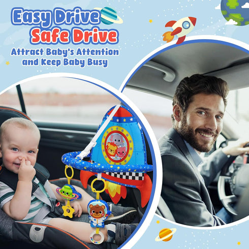 Set, Dr.Rapeti Double-Sided Car Seat Toy, Rear Facing Car Seat Toy, Travel Activity Easier Drive for Newborn