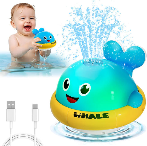 Baby Bath Toys, Light Up Whale Sprinkler Bath Toys for Kids Ages