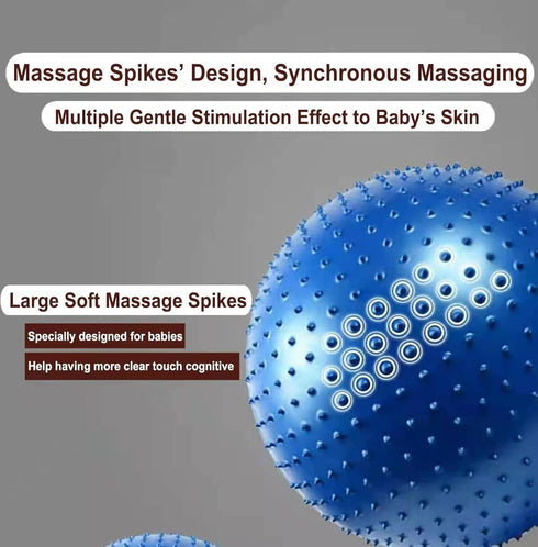 Large Sensory Massage Ball for Kids, 33.5" 85CM Bouncy Exercise Ball with Tactile Spikes, Blue Ball