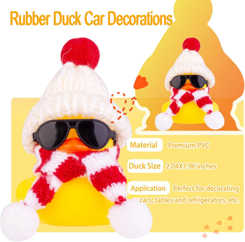 Christmas Rubber Ducks Toys, Yellow Duck Car Ornaments for Dashboard Decorations
