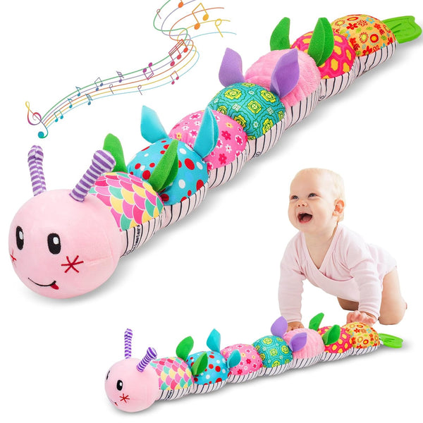 Baby Toys 0-12 Months, Caterpillar Musical Plush Stuffed Toy for Infant, Animal