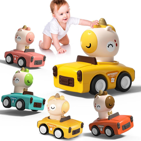 Press to Go Friction Inertia Car, Animal Toddler Toy Cars 1-3, Infant