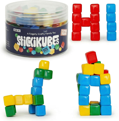 KOMARC GAMES StickiKubes, Mini Stacking Cubes that Stick to Anything, Non Toxic