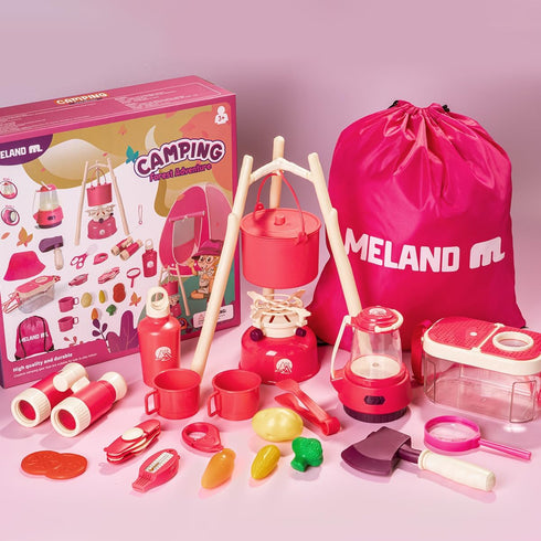 Set 3,4,5,6 Meland Kids Camping for Girls - Camping Tent Toys for Girls Indoor Outdoor Pretend Play, Christmas Birthday