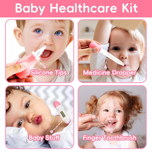 Set (17 Baby Grooming Kit, Infant Safety Care with Baby Nose AspiratorBaby Hair Brush Comb Nail Clipper Nasal