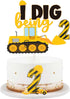 LetDec 41 2nd 2nd Pcs Construction Birthday Cupcake Topper Dump Truck Two Years Old Cake Topper Excavator Tractor Two