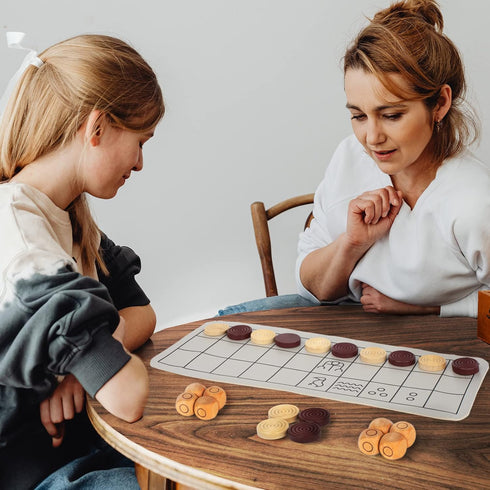 Ancient Board Game: Royal Game of UR & Senet - 1 Board, 8 Wooden Dice, 14 Wooden Pieces, Metal Box