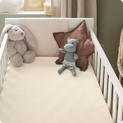 100% 2 Pack 52x28 Inches 28x52 Inches Organic Cotton Muslin Crib Sheets Fitted Crib Mattress Sheet for Baby Girls