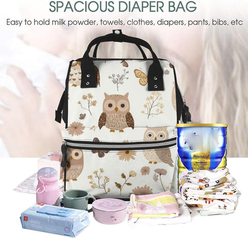 ZSUUGJ Backpack Cute Owl Printed Diaper Bag Baby Bag Multi Function Baby Changing Bags For Travel