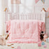 Girl Crib Bedding Set, 3-Piece Crib Comforter Set for Girls, Boho Ruffle
