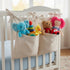 Wanmu 2 Linen Baby Bedside Hanging Storage Bag, Oatmeal Pockets Milk Bottle Bib-Storage Crib Organizer Nursery Baby