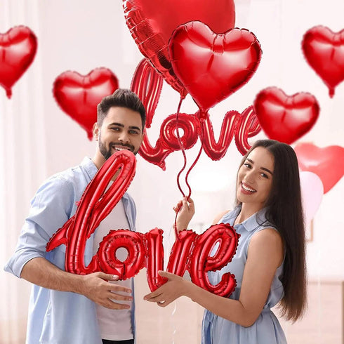 Soochat Red Heart Balloons and LOVE Balloons Kit, 11Pcs for Valentine's Day & Wedding Party Decorations