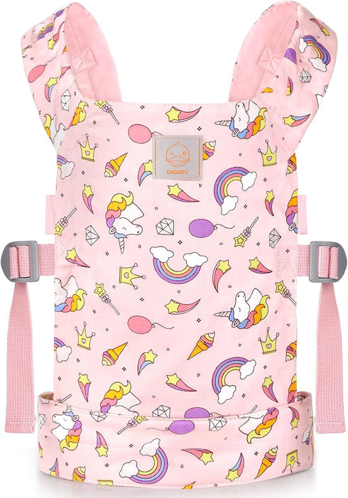 GAGAKU Baby Doll Carrier for Kids, Reborn Baby Carrier with Adjustable Straps for American Girl Doll, Pink