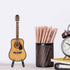Miniature Guitar Model, Wooden Dollhouse Guitar with Stand and Case, Musical Instrument Home Decor (10CM)