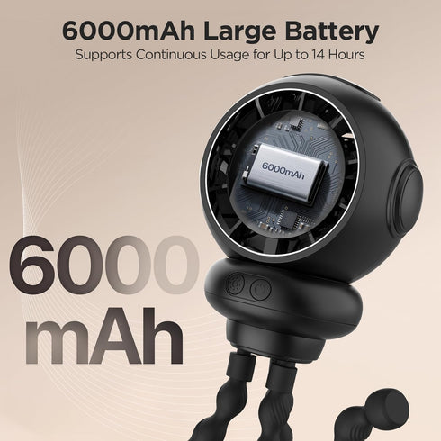 BreezeBoost 6000mAh 4 360 Stroller Fan, Stroller Fans Clip On for Baby with Speeds, LED Display & Night Light, Rotate