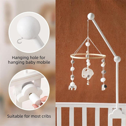Hanging Wooden Baby Crib Mobile Arm, Baby Mobile Holder Arm, Mobile Arm for Crib, Strong Slip Attachment Wooden Nursery