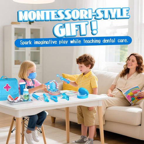 Playset Set 4-6 Dentist for Boys with Oversized Pretend Teeth /Removable Teeth /Braces /Retainer - Kids Doctors Play