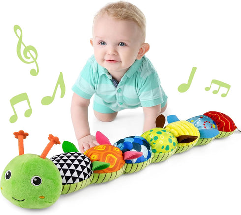 Baby Toys Musical Caterpillar, Soft Sensory Stuffed Animal with Crinkle and Rattles for Newborns 0-12 Months