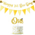 Tatuo Happy 1st Bee Day Party Decorations, Gold Glitter Banner and Cake Topper for First Birthday Supplies
