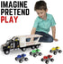 Auto Hauler Big Rig Toy Semi Truck Car Carrier 1:48 Scale with 4 ATVs Dirt Bike (Assorted Colors)