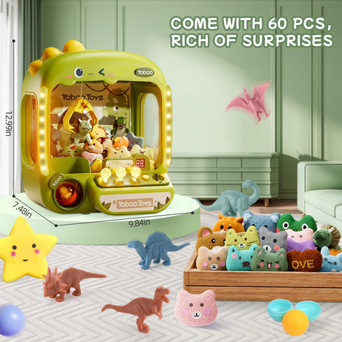 Dinosaur Claw Machine for Kids, Mini Arcade Candy Vending Machine, Party Toys Gifts for Boys and Girls