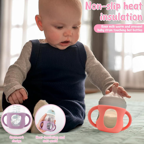 NEMTMCUA 6Pcs 120ml Baby Bottle Sleeves, Drop Resistant Glass Protection Sleeves with Handles for Avent Baby Bottles