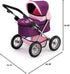 Bayer Stylish Baby Doll Pram Stroller - Purple & Pink with Adjustable Handle