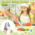 Kids Knife Set for Real Cooking, 15 PCS Montessori Kitchen Tools Kids Kitchen Knife Set with Wooden Safe Knife Serrated Edges Plastic Toddler Knife Cutting Board Crinkle Cutters by HAIMST