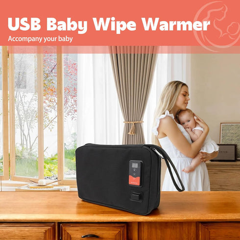 30C 60C 80Pcs USB Baby Wipe Warmer, Portable Car Wipes Heater Warmer with to Adjustable Heating Temperature, Up