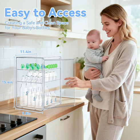 Countertop, Baby Bottle Storage Organizer for X-Large Clear Bottle Organizer, Baby Bottle Storage Organizer