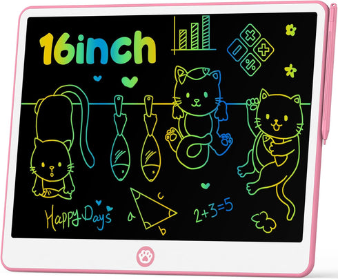 Hockvill LCD Writing Tablet for Kids 16 Inch Drawing Pad for 3-8 Year Olds Toddler Doodle Board Gift (Pink)