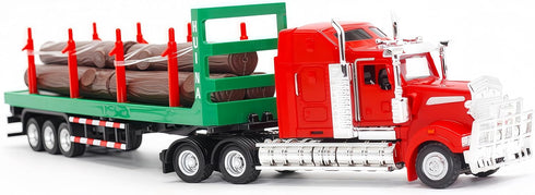 1:50 Gemini&Genius Timber Truck Toys for Kids, Heavy Duty Alloy Truck Timber Construction Vehicle, Scale Diecast