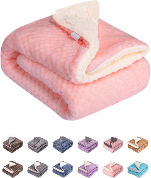 Fuzzy Dog or Cat Blanket, Warm Plush Fleece Receiving Blanket for Pet Bed, Couch, Travel (32" x 40", DW-Baby Pink)